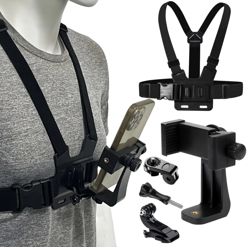 Gopro Action Camera Hero 13 Black - Phone Chest Strap Mount Belt for