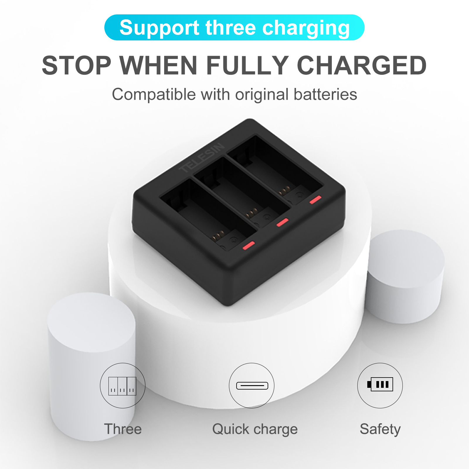 TELESIN 3 Ways Battery Charger - Iris Photography Led Lighting Pack recension och pris