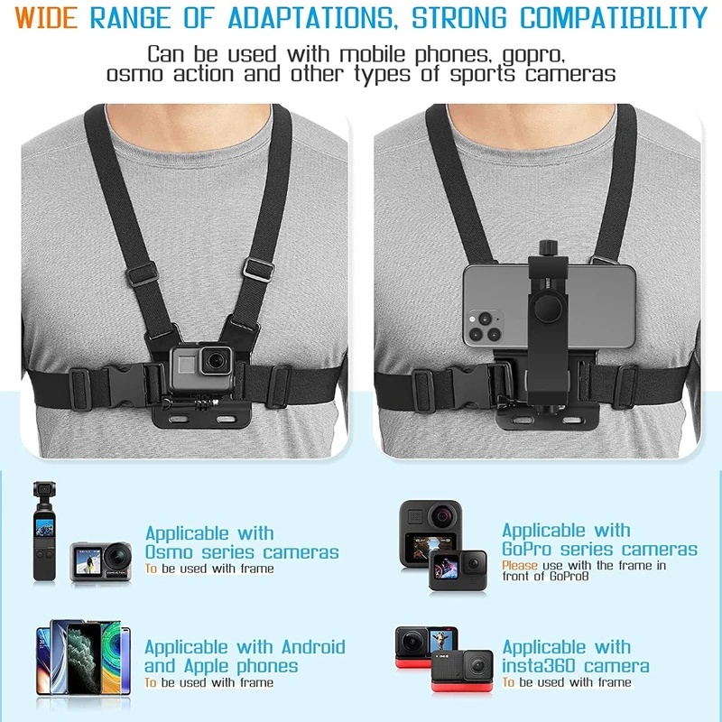 Phone Chest Strap Mount Belt f - Gopro Action Camera Hero 13 Black recension och pris